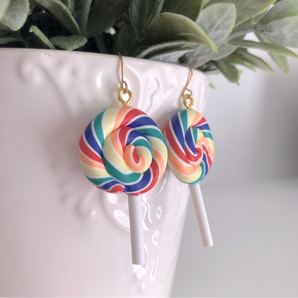 New Lollipop Sucker Candy Dangle Earrings Polymer Clay Party Carnival  Fun Gifts - Picture 4 of 6
